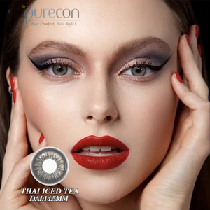 Haipureconคอนแทคเลนส์สีสำหรับดวงตาสีเทานักเรียนความงามธรรมชาติพร้อมกล่องชาเย็นไทย