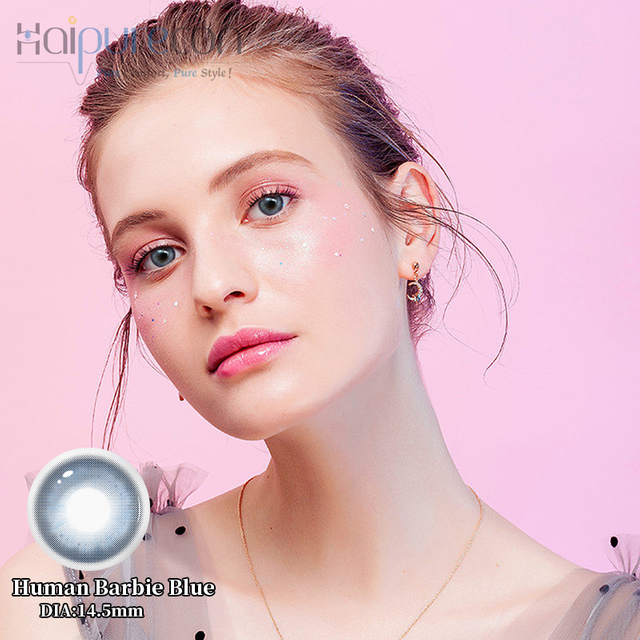Haipurecon Human Barbie Blue 14.5mm contact lens na may kapangyarihan