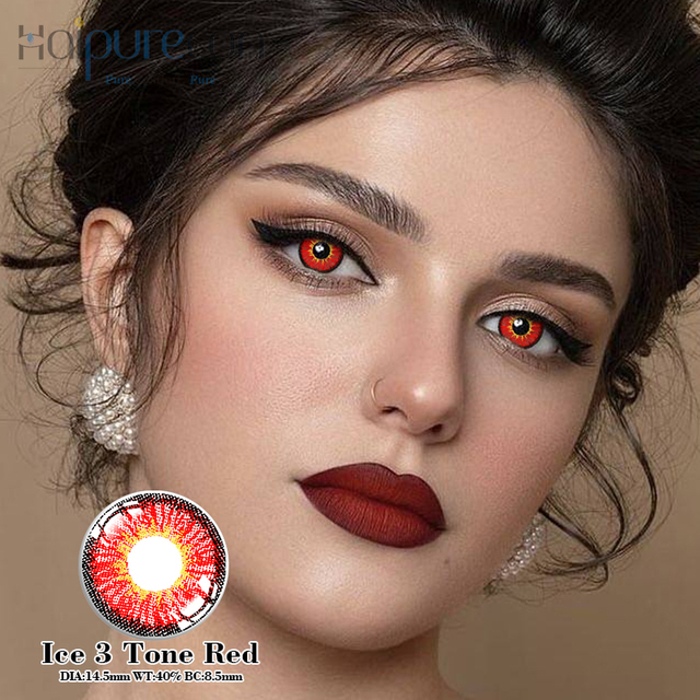 Haipurecon Cosplay Կոնտակտային ոսպնյակներ Ice 3 տոննա կարմիր 14,5 մմ 