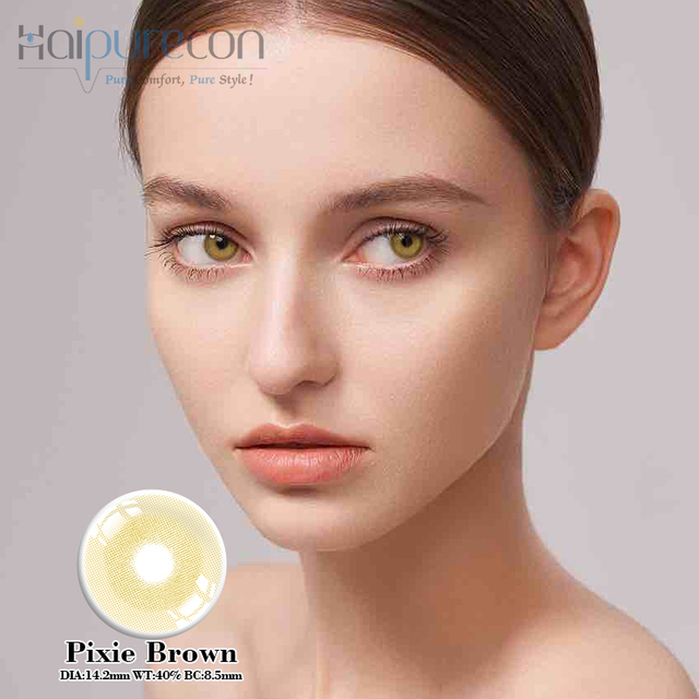 Lentes de contacto Haipurecon pixie brown de 14,2 mm con potencia