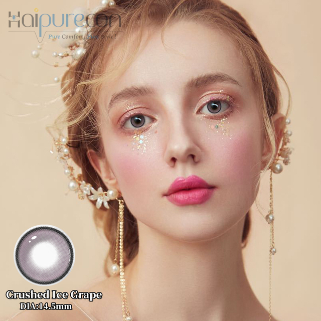 HAIPURECON คอนแทคเลนส์รายวันน้ำแข็งบดสีม่วง 14.5 มม. พร้อมพลังงาน