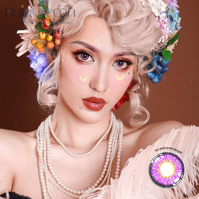 Haipurecon Cosplay Կոնտակտային ոսպնյակների Ice 3 տոննա մանուշակագույն 14,5 մմ 