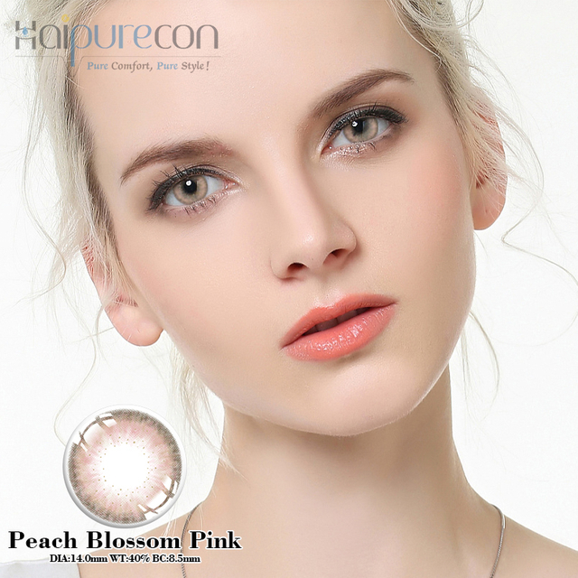 Haipurecon Peach Blossom 분홍색 14.0mm 콘택트 렌즈 전원