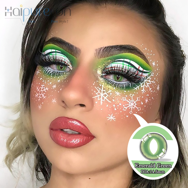 Haipurecon cosplay عدسات اللاصقة الزمرد Green 14.5mm 