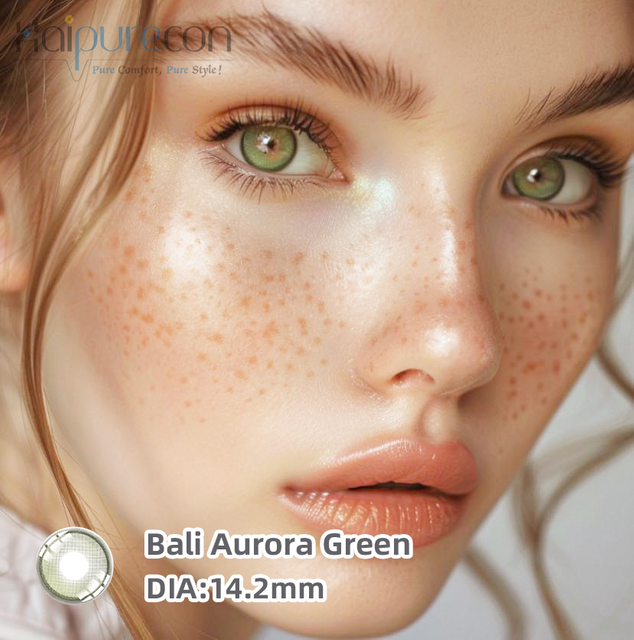 Haipurecon Bali Aurora Green 14.2mm Lensa kontak dengan daya