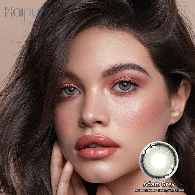 Haipurecon Adam Gray 14.2mm Lensa kontak dengan daya
