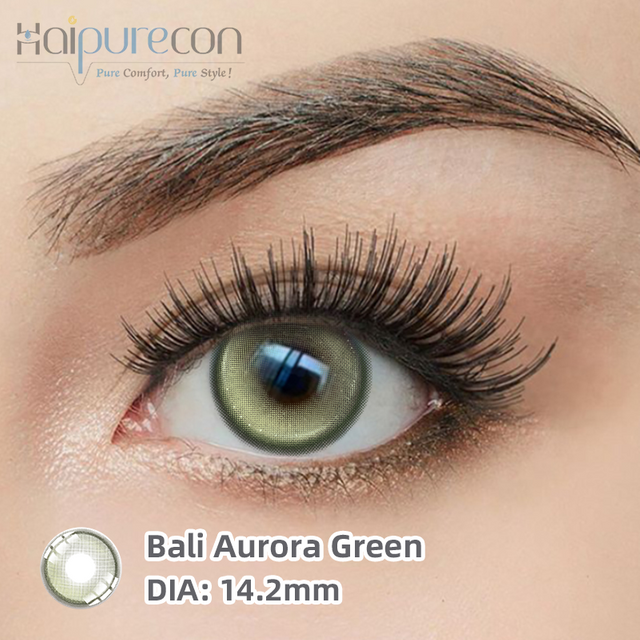 Haipurecon Bali Aurora Green 14.2mm Lensa kontak dengan daya