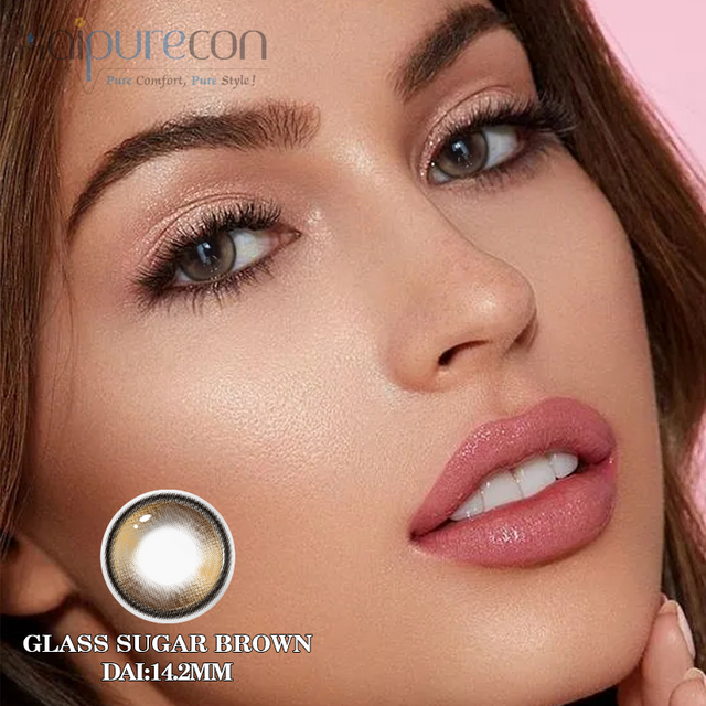 HaipureCon Color Contact Läästid klaassuhkrupruun 14,2 mm