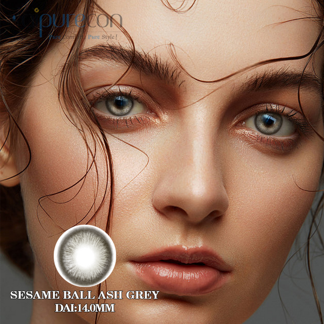Haipurecon Sesame Ball szare soczewki kontaktowe 14,2 mm z mocą