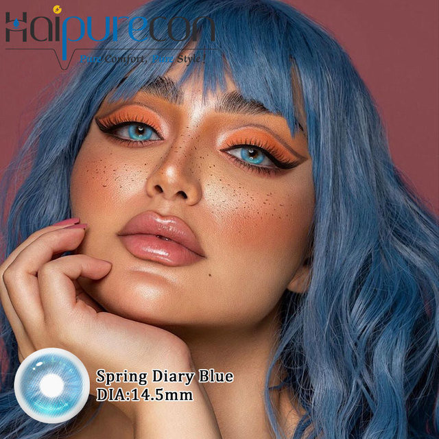 Haipurecon Spring Diary Blue 14.5mm Crystal Natural Style Lenses ເນື້ອໃນຄວາມຊຸ່ມສູງ