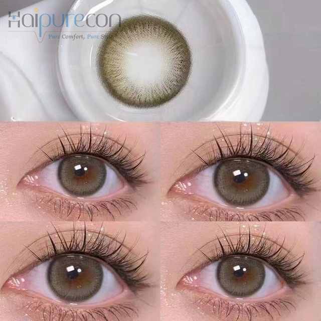 Haipurecon Sesame Ball szare soczewki kontaktowe 14,2 mm z mocą