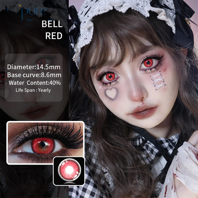 Haipurececon Cosplay color contactus Lens Annabell Rubrum 14.2mm cum Power 