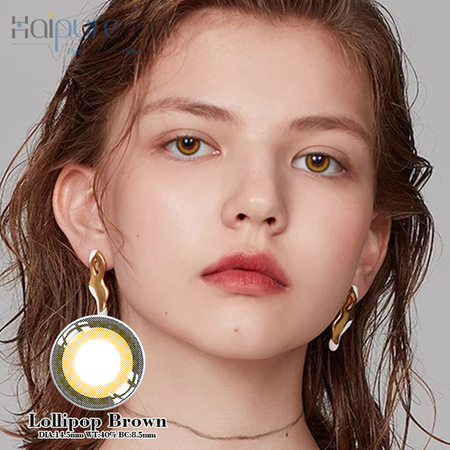 Haipurecon Lollipop Brown 14.5mm contact lens na may kapangyarihan