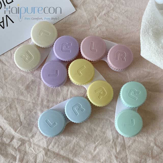 Haipurecon BTC-35 กล่องคอนแทคเลนส์สีครีมเรียบง่าย 