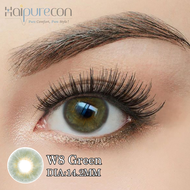 កែវភ្នែកទំនាក់ទំនងពណ៌ Haipurecon W8 Green14.0MM