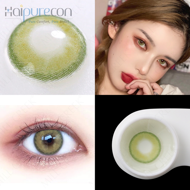 Haipurecon Mountain Green 14,0 mm kontaktní čočky s napájením