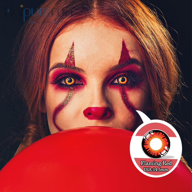 HaipureCon Flaming Red 14,5mm Lente de contato para cosplay