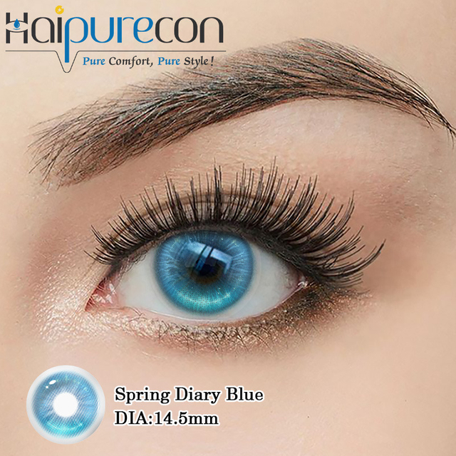 Haipurecon Spring Diary Blue 14.5mm Crystal Natural Style Lenses ເນື້ອໃນຄວາມຊຸ່ມສູງ
