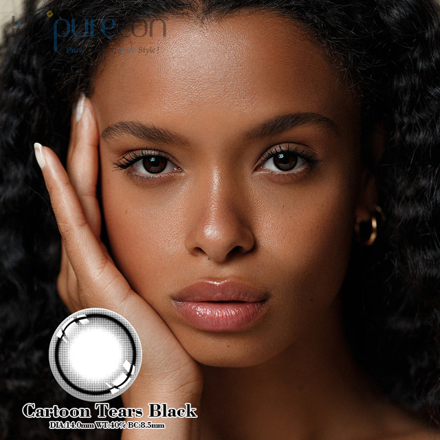 Haipurecon Cartoon l&aacute;grimas lentes de contacto negras de 14,0 mm