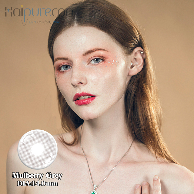 עדשות מגע של Haipurecon Mluberry-Grey 14.0 מ'מ