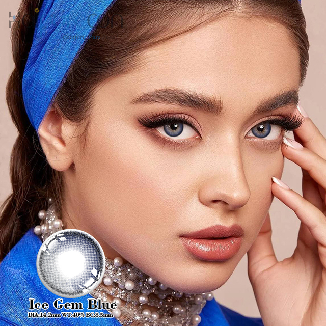 Haipurecon Ice Gem Blue 14.2mm contact lens na may kapangyarihan