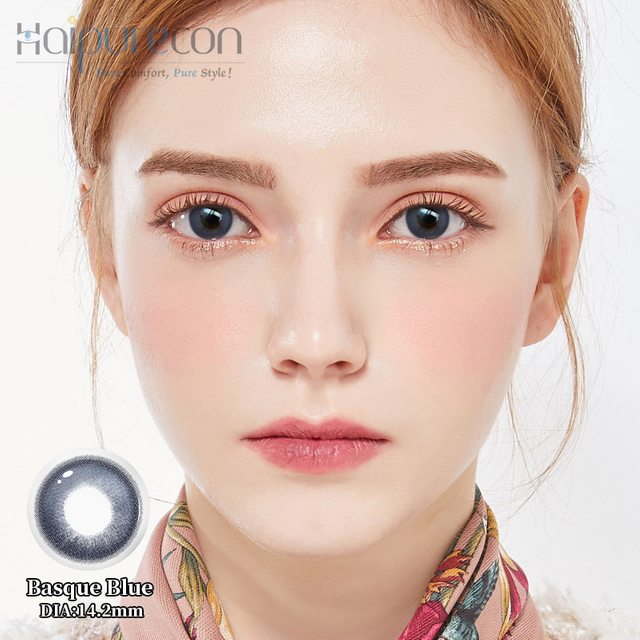 Haipurecon Basque BlueCe Blue 14.2mm Контакт линзалары Қуатпен