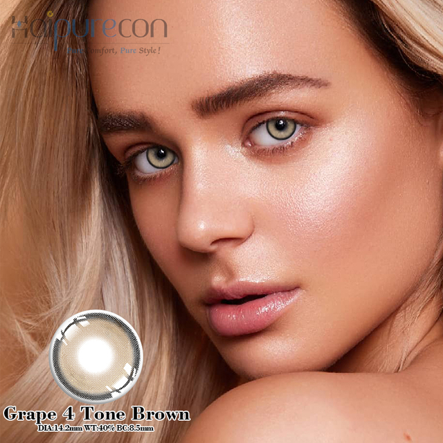 HaipureCon Color Contact Läätsed viinamarja 4 tooni pruun 14,2 mm