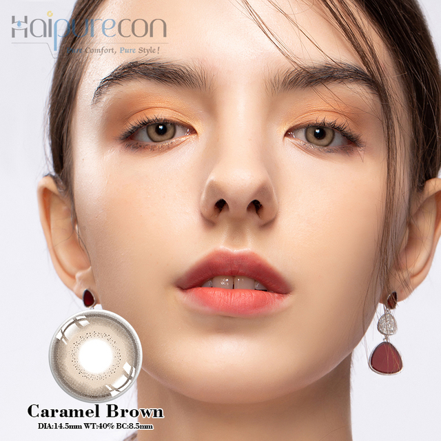 Lensa sentuh warna haipurecon caramel coklat 14.5mm