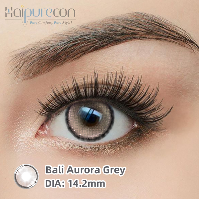 Haipurecon Bali Aurora Grey 14.2mm contact lens na may kapangyarihan