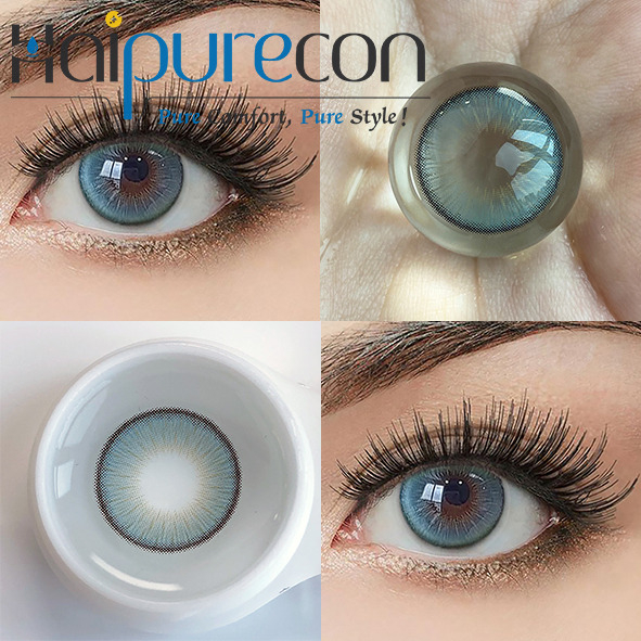 Haipurecon Graperry Blue 14.5mm A&ccedil;ık G&ouml;zler i&ccedil;in Yıllık Tek Kullanımlık Kontakt Lensler Mavi 0.08mm Kalınlık