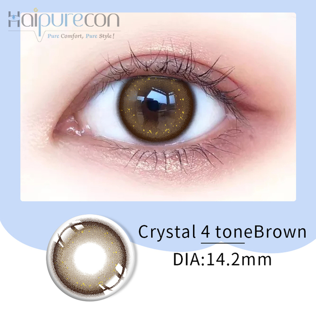 HaipureCon Crystal 4 tono marrone 14,2 mm lenti a contatto