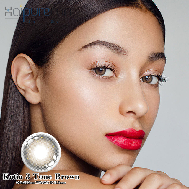 HaipureCon Color Contact Läätsed Katia 3 toon pruun 14,2 mm