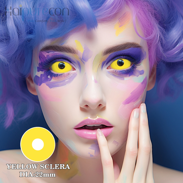 Haipurecon sarı sklera 22mm cosplay kontakt lensler
