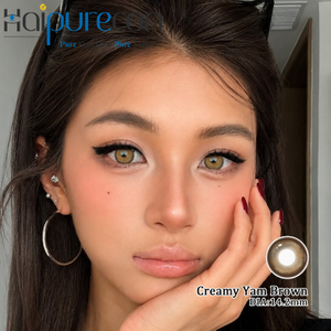 Haipurecon Creamy Yam Brown 14,5 mm Natural Sparkle Lentes de contato 8,6 mm BC 40% &Aacute;gua Anual CE ISO Confort&aacute;vel Eye Beauty Factory