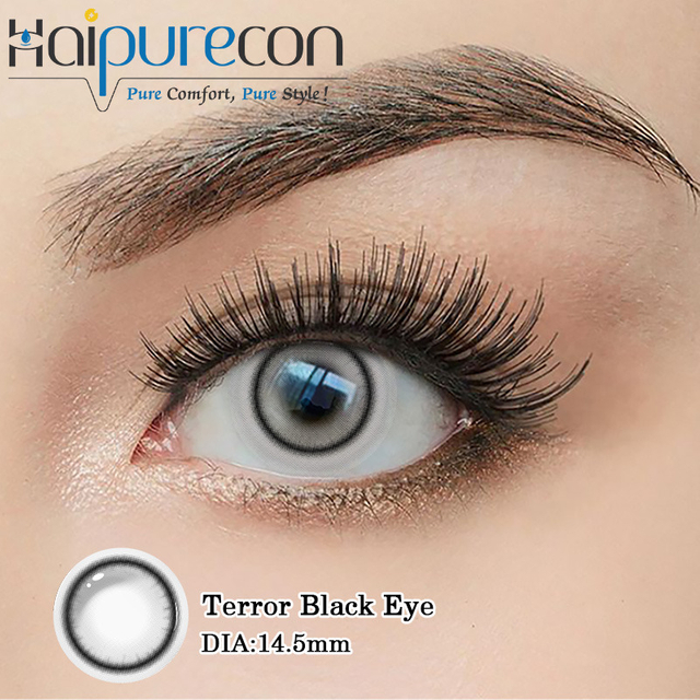 Haipurecon Terror Black Eye 14,5 mm daglige engangskontaktlinser 55 prosent vanninnhold 8,5 Base Curve Ny ankomst Engros