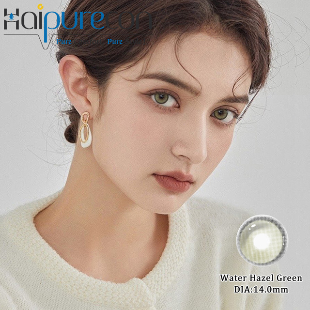 Haipurecon Water Hazel አረንጓዴ ቀለም የመገናኛ ሌንሶች 14.0ሚሜ የተፈጥሮ አመታዊ የውበት ሌንሶች 40% የውሃ ይዘት CE ISO የተረጋገጠ