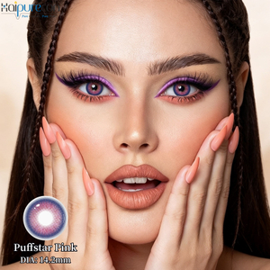 Haipurecon Puffstar Rosa 14,2mm Lentes de Contato Rosa Brilhante 8,6mm BC 40% &Aacute;gua Anual CE ISO Vibrante Eye Beauty Factory