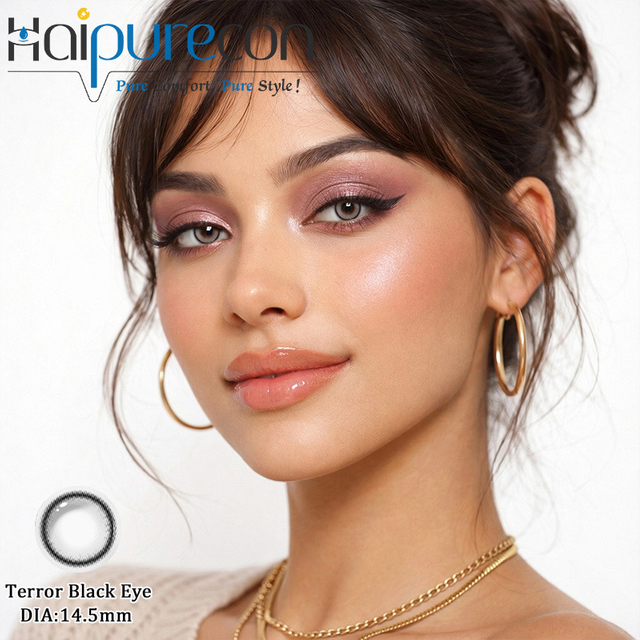 Haipurecon Terror Black Eye 14,5 mm daglige engangskontaktlinser 55 prosent vanninnhold 8,5 Base Curve Ny ankomst Engros